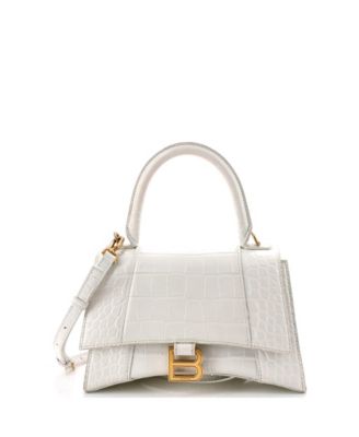 Small Hourglass Top Handle Bag Embossed Leather