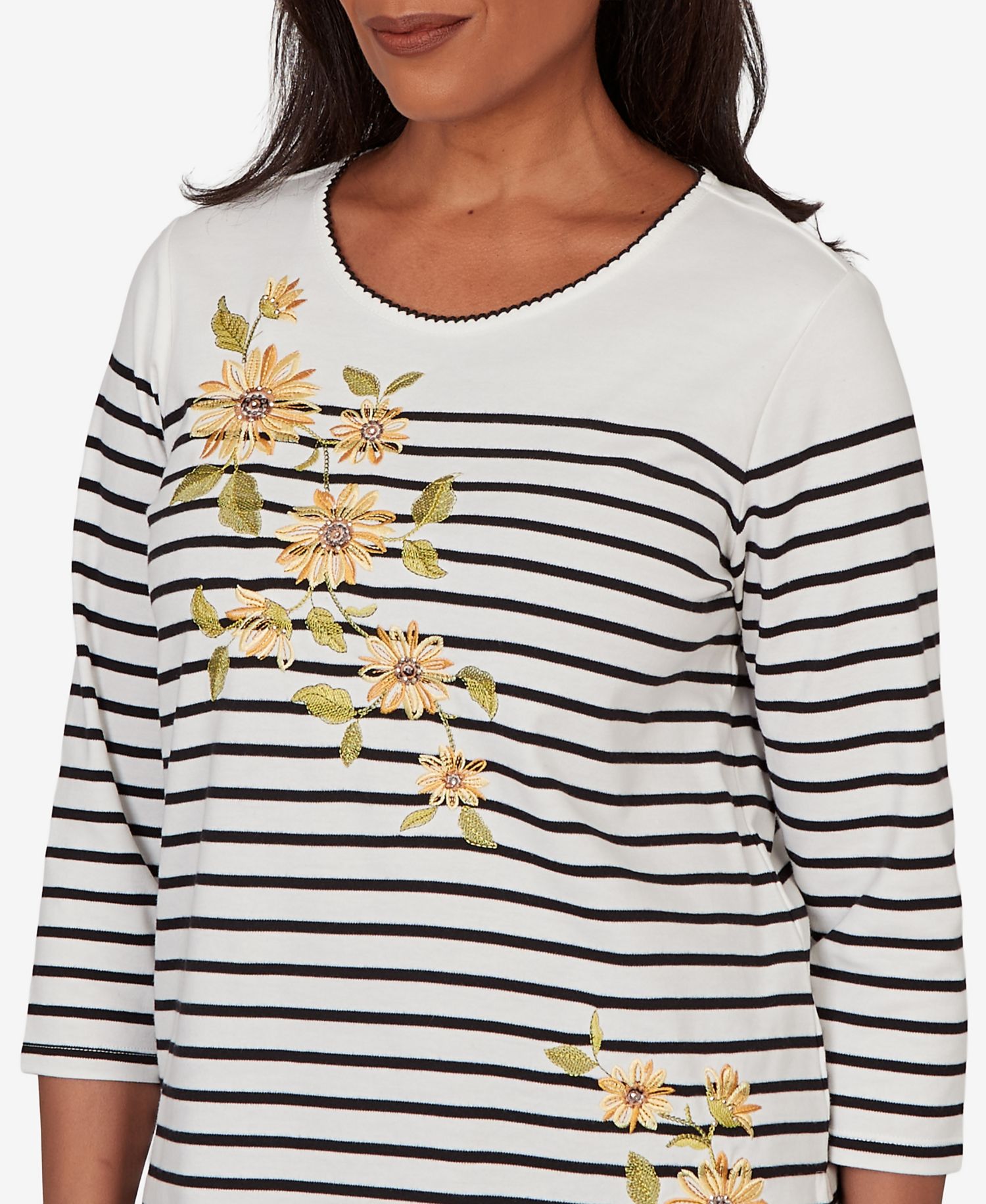 Petite Sunflower Stripe Knit Top