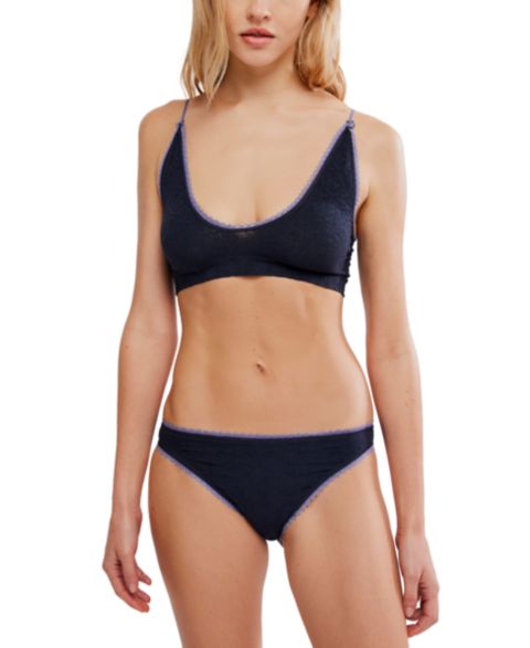 Пижама Undies, крой бикини, ажурная вязка — Free People, цвет: Чёрный комбинированный