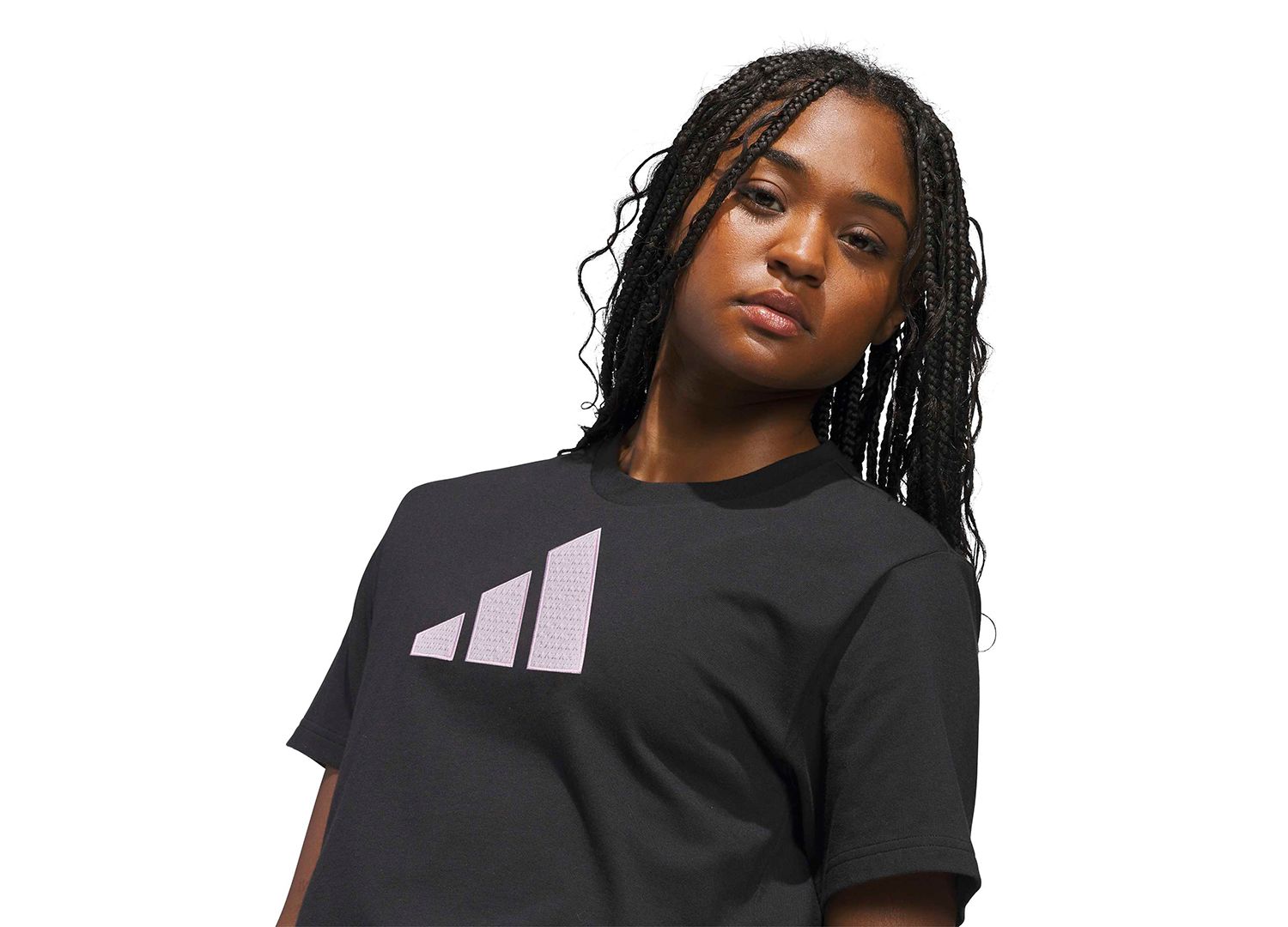 Women's Gingham Big Logo Graphic Crewneck Cotton T-Shirt