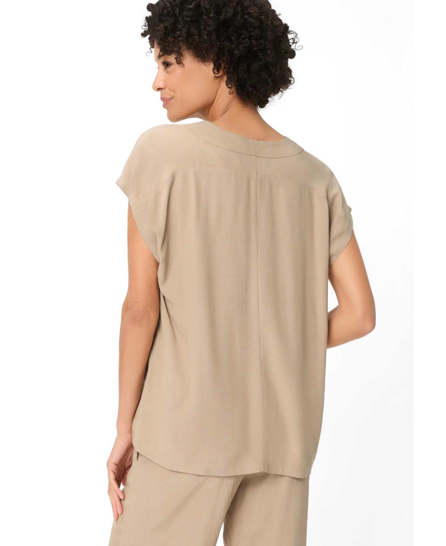 Женская блузка Olsen Solid V-Neck, цвет: Пустынный каменный — фото 2