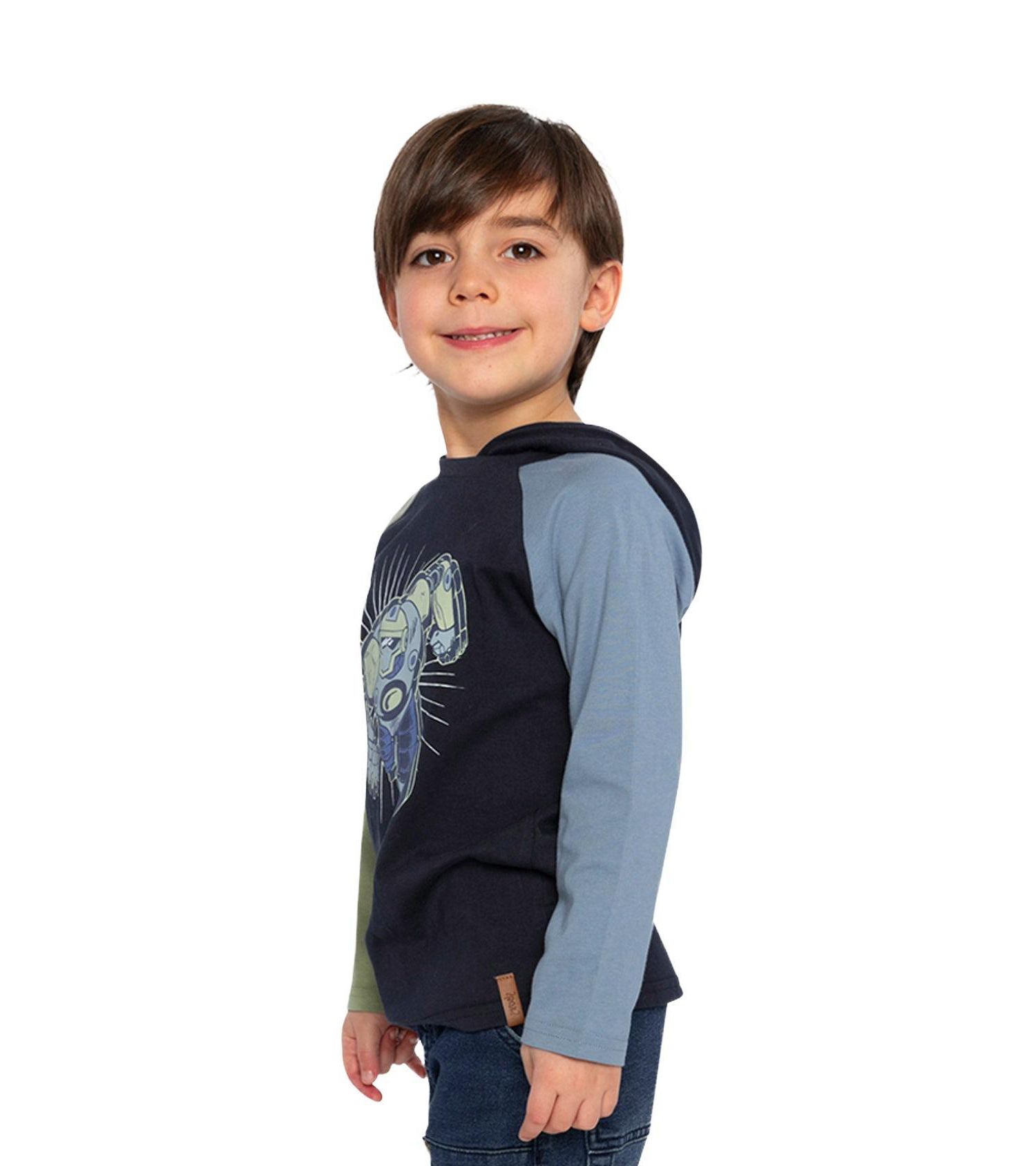 Little Boys 6- 12 Raglan Hooded T-Shirt
