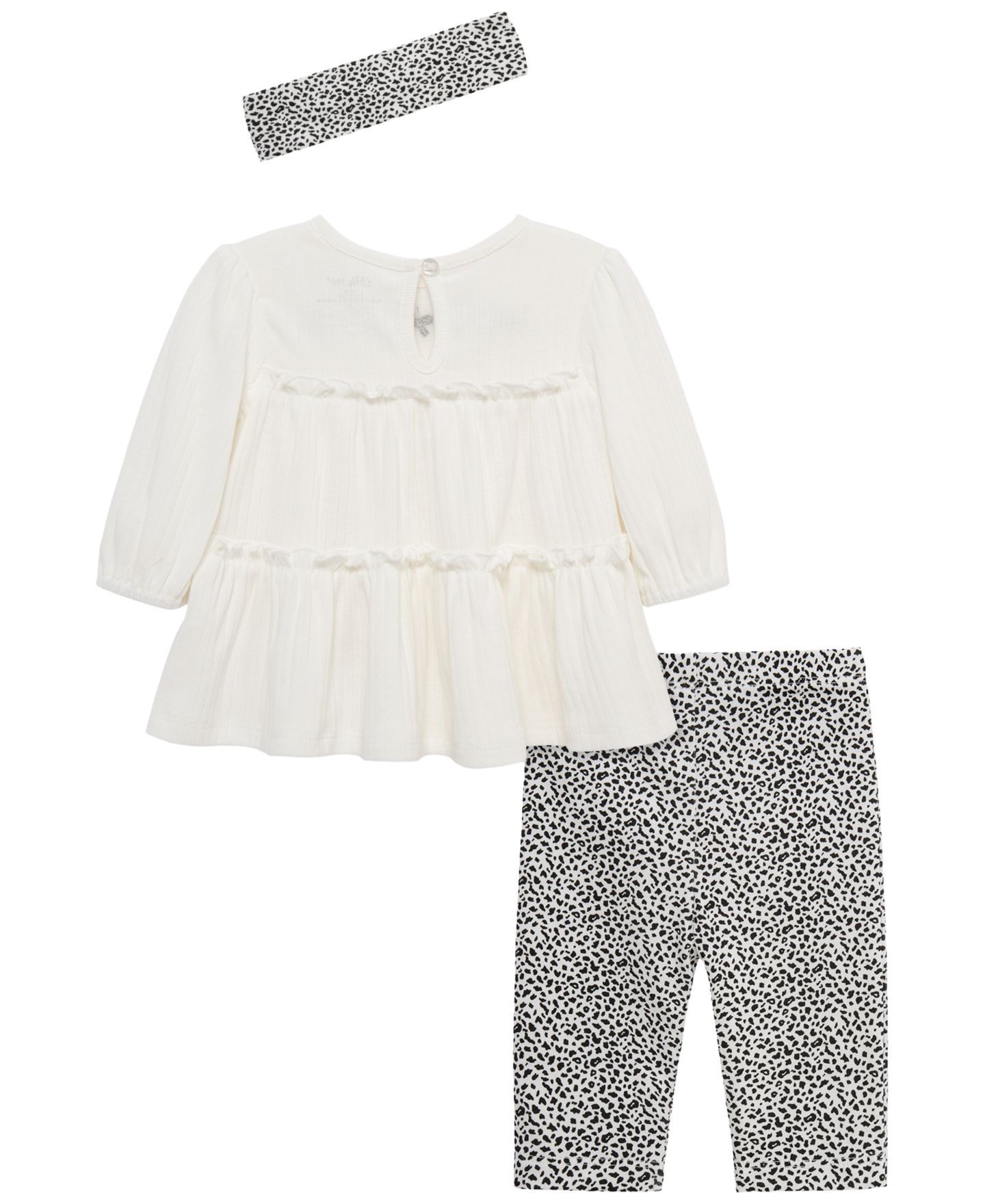 Комплекты Little Me Leopard Tunic Long-Sleeve Top, Leggings and Headband, 3-Piece Set для девочек-малышей, цвет: Белый / Чёрный — фото 2