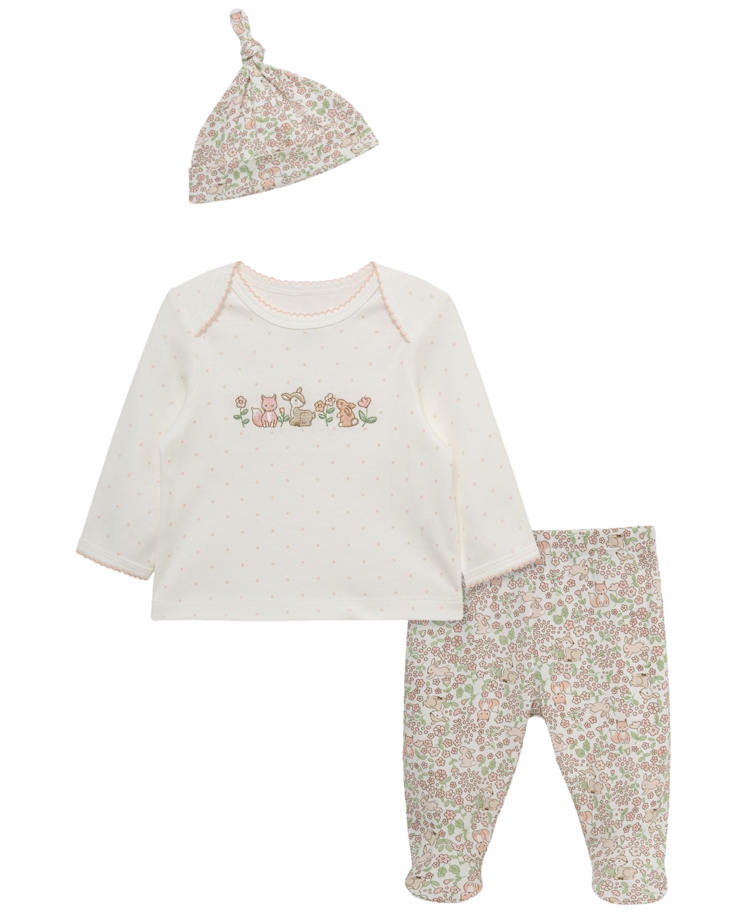 Baby Girls' Woodland Lap-Shoulder Top, Pants and Hat, 3-Piece Set