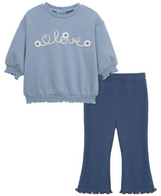 Baby Girls' Round Neck Sweatshirt and Leggings, 2-Piece Set