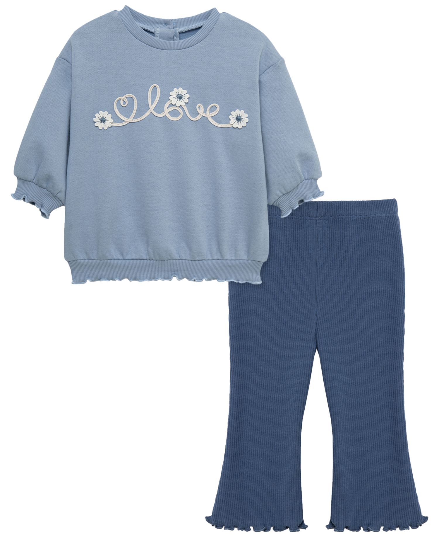 Baby Girls' Round Neck Sweatshirt and Leggings, 2-Piece Set