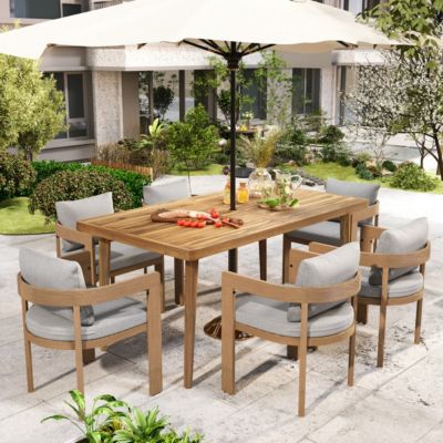 7-Piece Patio Dining Set with Acacia Wood Table and Finish Chairs