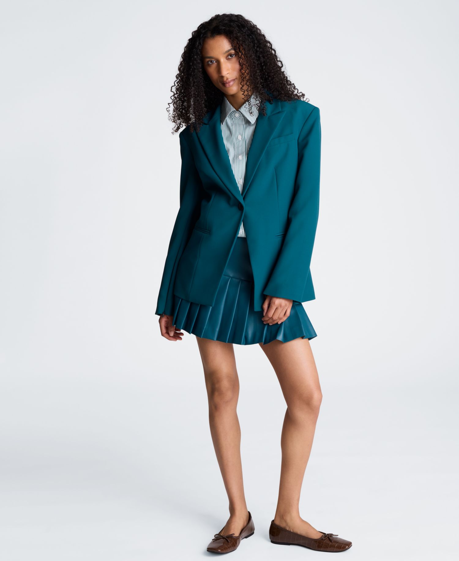 Women's Slim-Sleeve Zippers One-Button Blazer