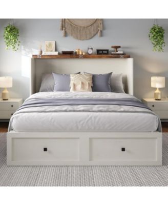 Farmhouse Murphy Bed, Full Size Wood Murphy Bed Cabinet with Charging Station and 900 Lb Capacity for Living Room or Office