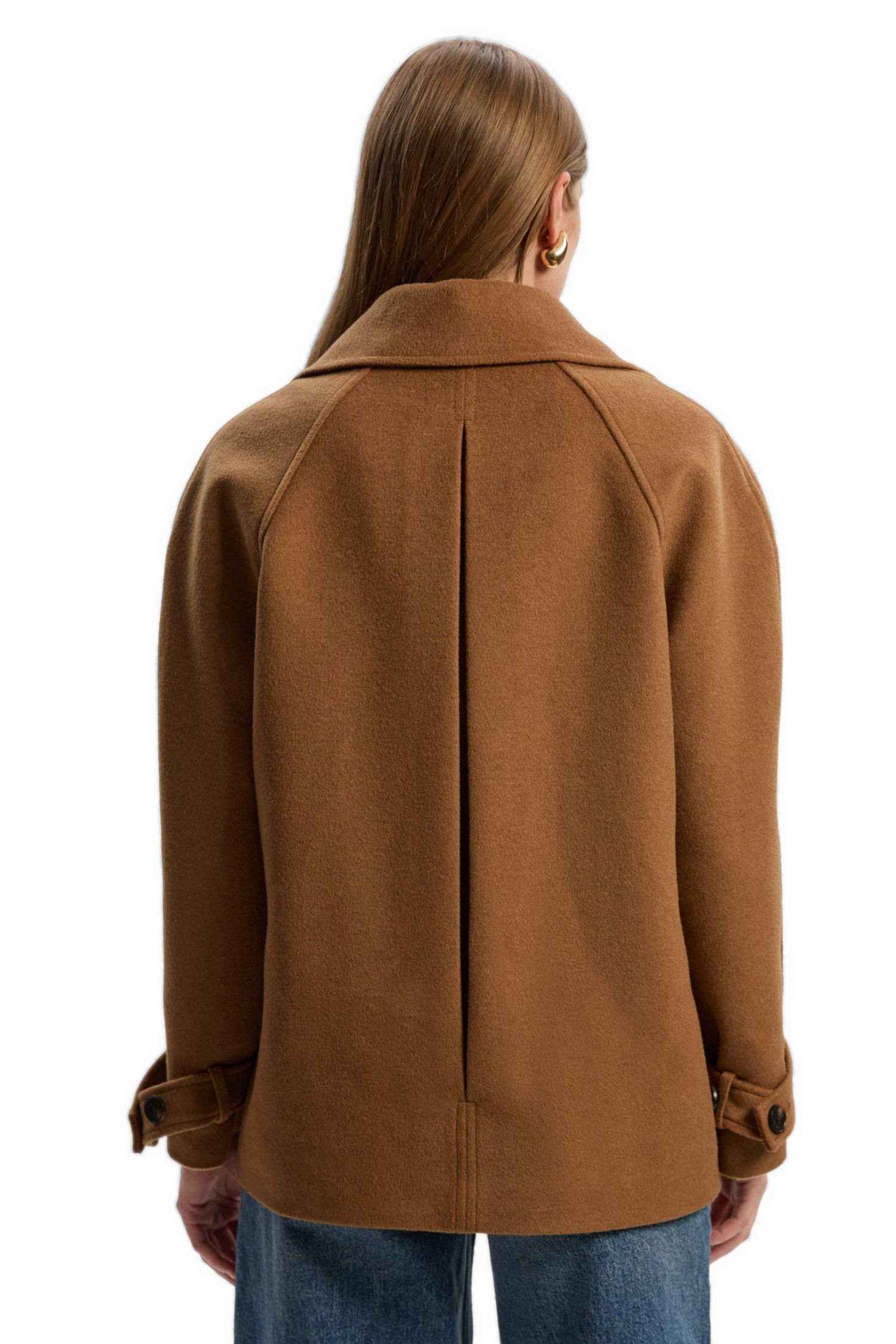 Women's Brushed Wool Double Breasted Short Coat