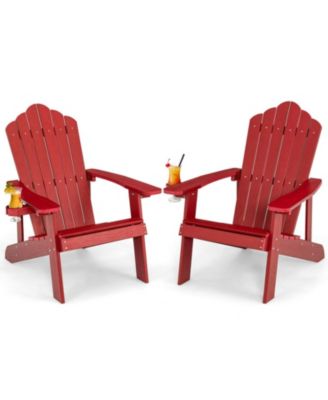 2-Piece Adirondack Chair Set with Ergonomic Design for Porch and Backyard