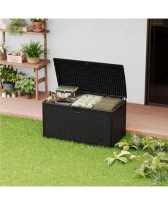 120 Gallon Outdoor Deck Large Storage Box – Weatherproof HDPE Resin Patio Storage Chest with Lockable Hydraulic Lid – UV Resistant