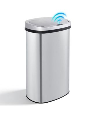 16 Gallon / 60L Touchless Automatic Motion Sensor Trash Can, Stainless Steel Oval Kitchen Garbage Bin with Soft-Close Lid