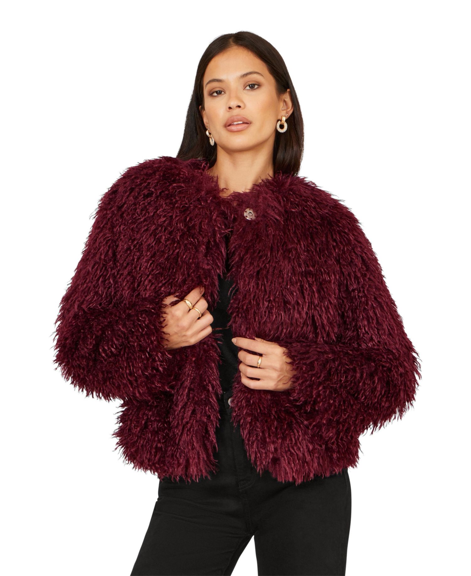 Women's Fluffy Cropped Faux Fur Coat