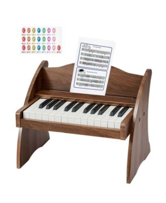 25 Key Kids Wooden Piano in Walnut with Music Stand, Ages 3+