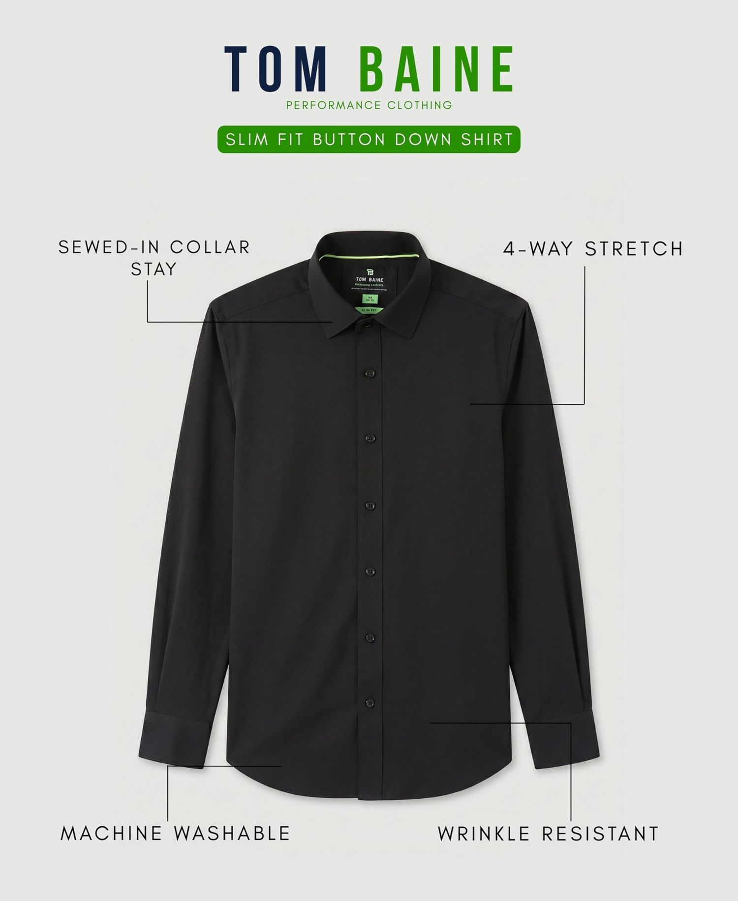 Men's Performance Stretch Solid Button-Down Shirt