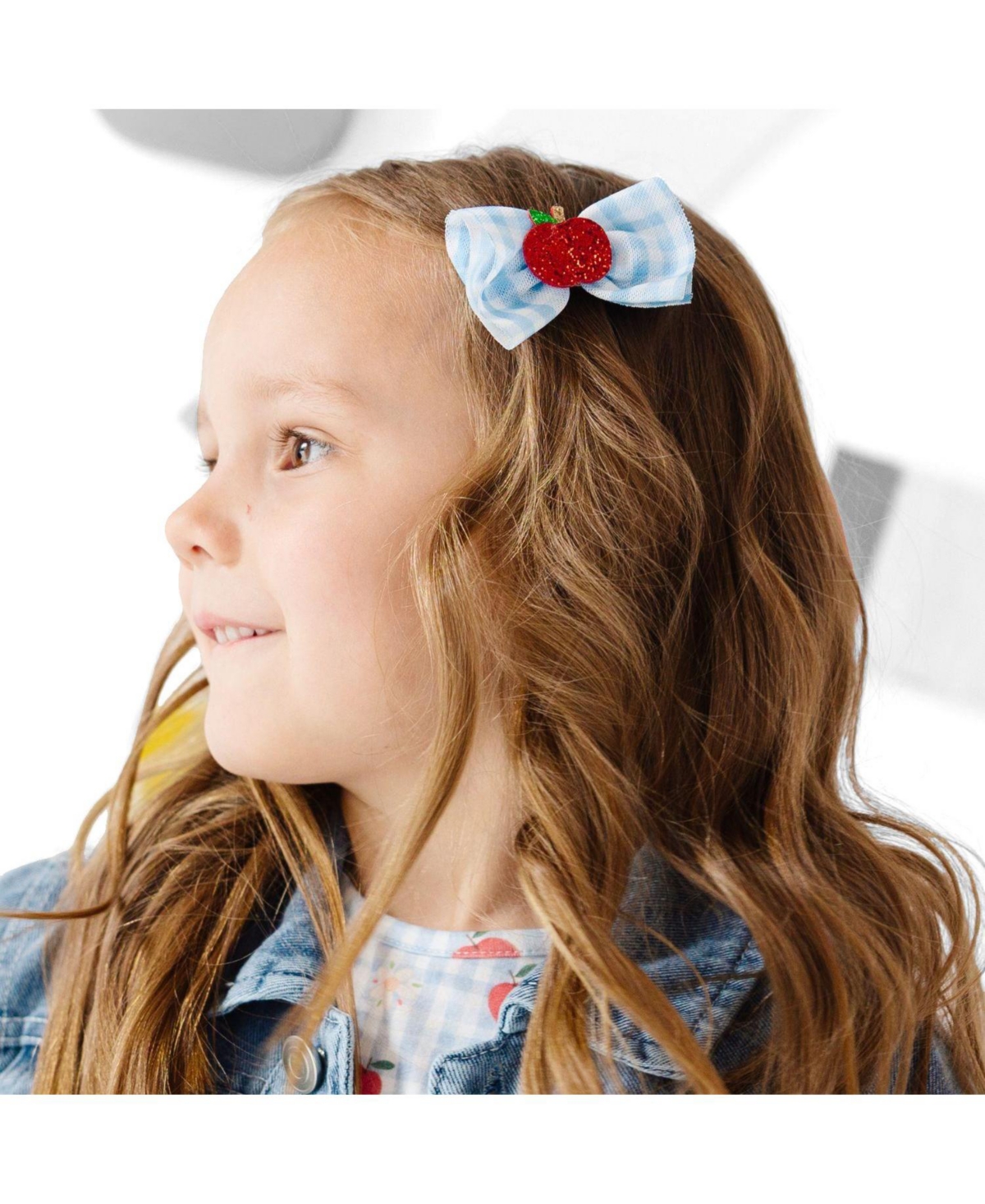Sweet Wink Little and Big Girls Apple Gingham Tulle Bow Clip Set