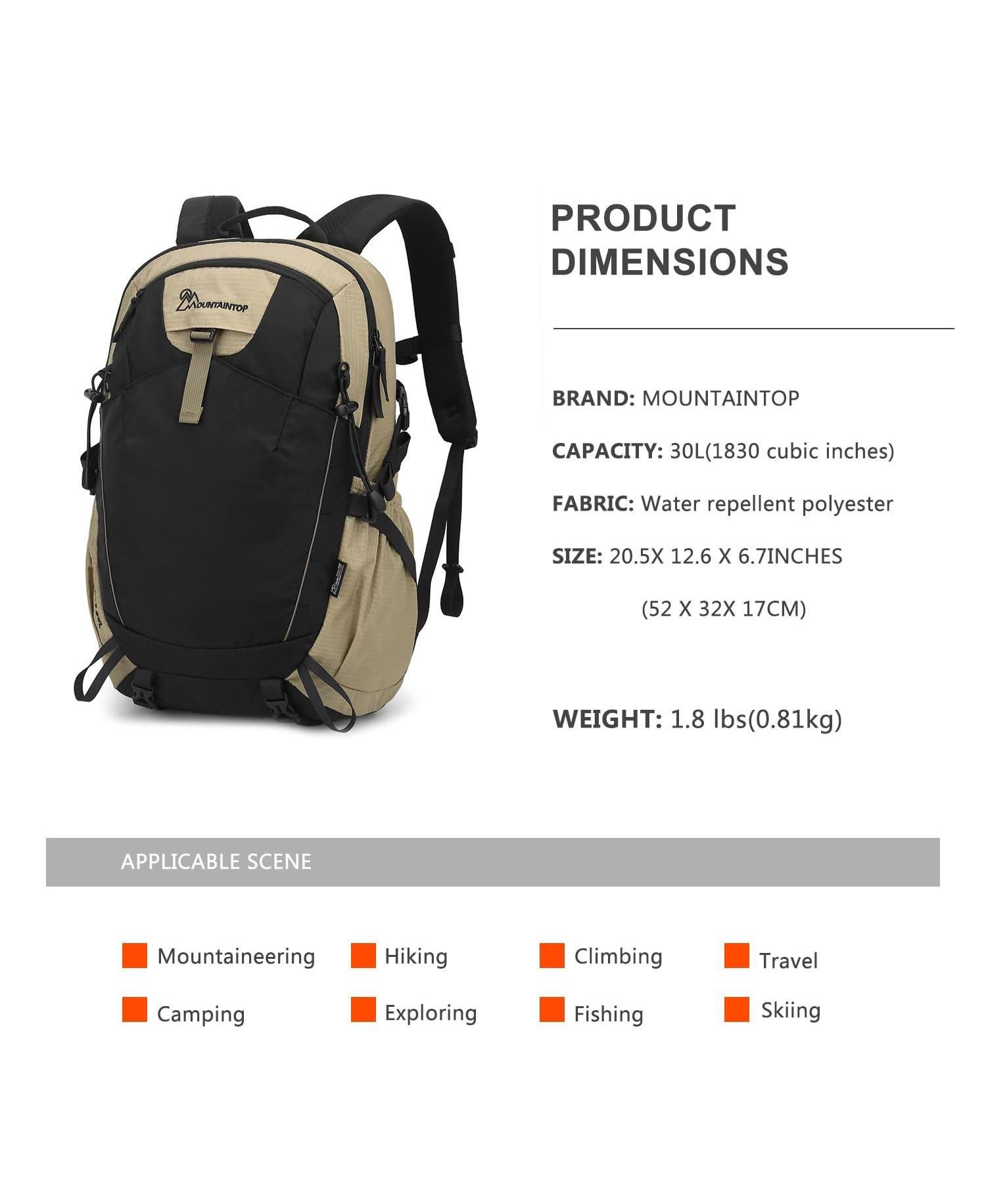 30 Liter Hiking Backpack Men Women Camping Backpack Lightweight Trekking Travel Backpacks for Climbing Skiing Cycling