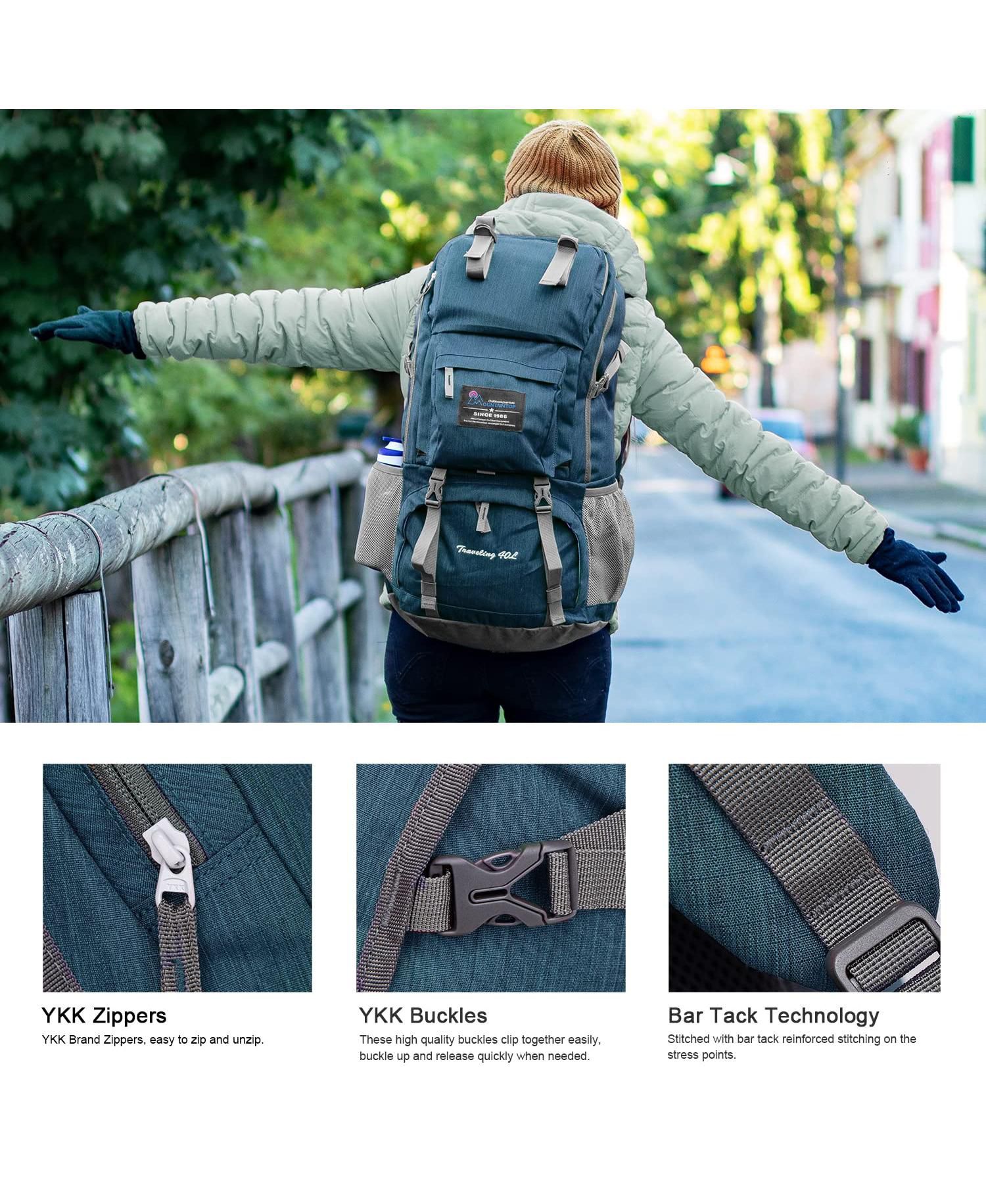 40 Liter Hiking Backpack with 3 Liter Hydration Bladder for Women Men Outdoor Travel Camping Day Pack with Rain Cover
