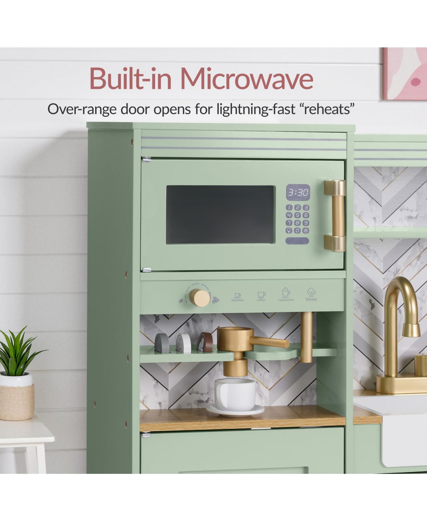 Детская игрушка Best Choice Products Espresso Machine Pretend Play Kitchen, Ages 3+, цвет: Шалфейный — фото 5