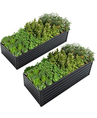 2-Pack 8x4x2ft Galvanized Metal Raised Garden Bed Kit