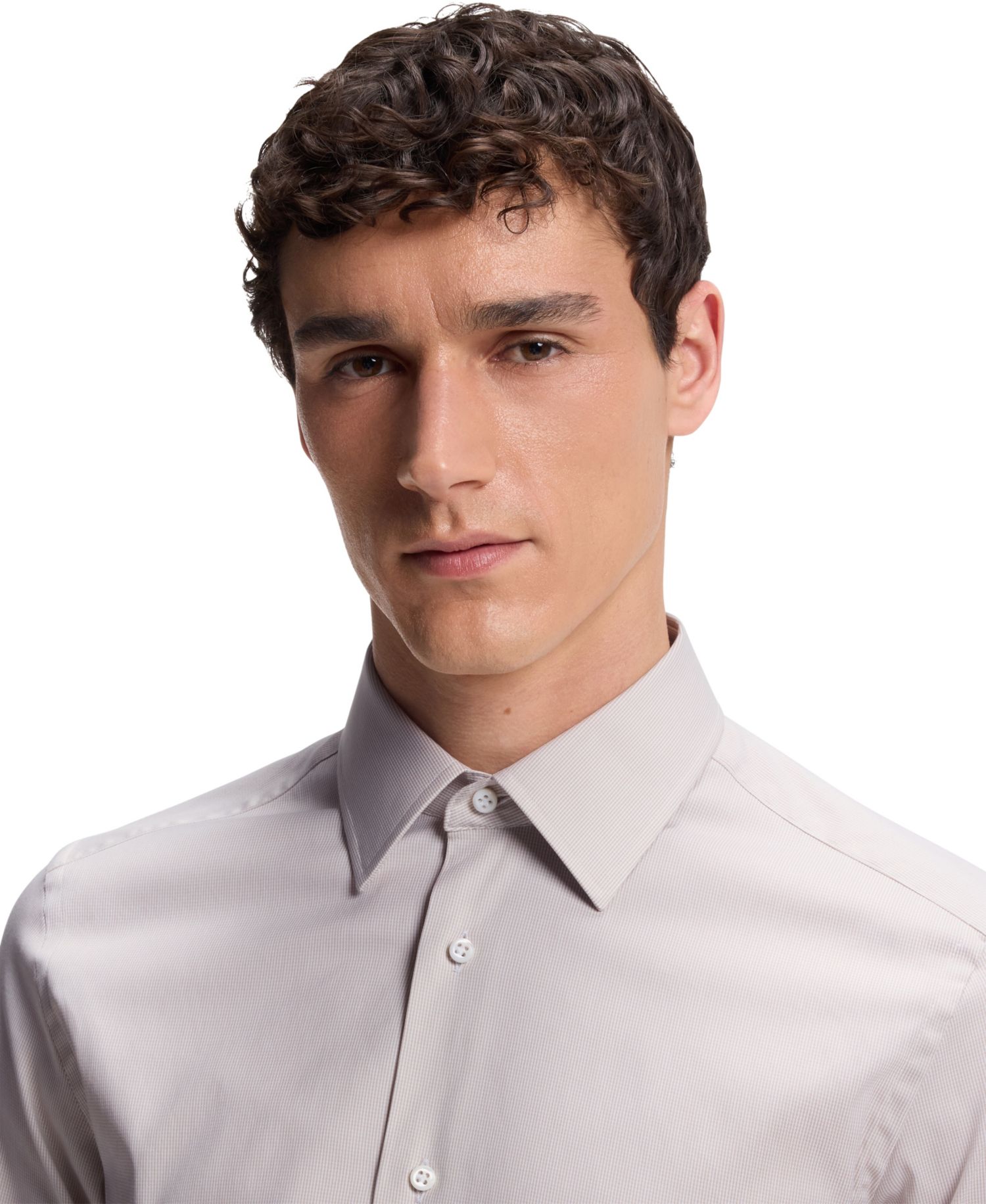 Men's Structured Cotton Blend Slim-Fit Dress Shirt