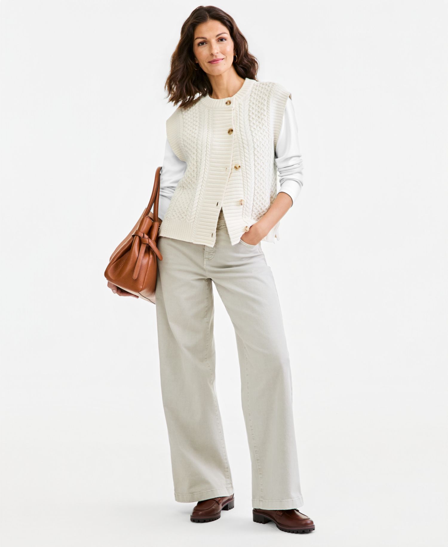 Women's Cable-Knit Crewneck Sweater Vest