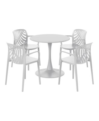 5-Piece Outdoor Indoor Metal Patio Dining Table Set With Stackable Patio Arm Chairs