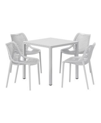 5-Piece Outdoor Patio Metal Frame Dining Table Set with Stackable Patio Dining Chairs