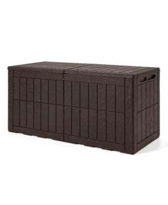 Waterproof Lockable 120 Gallon Outdoor Deck Box with Bench Seat-Dark