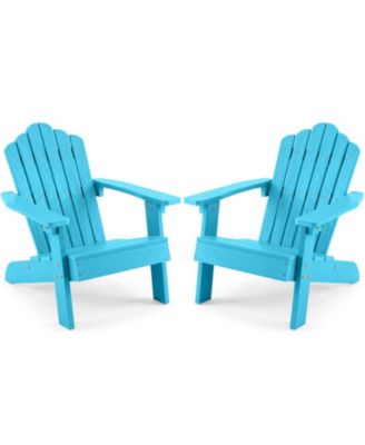 Set of 2 Kids HIPS Adirondack Chairs with Tilted High Backrest Pool-Friendly