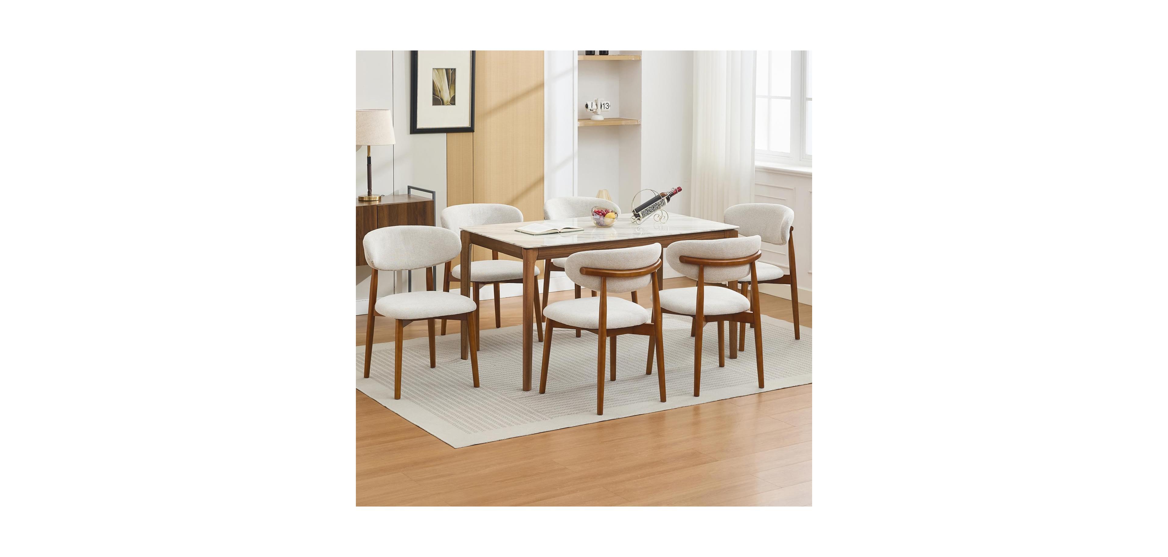 gaomon Mid Century Modern Upholstered Wooden Dining Chairs Set