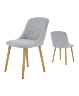 Set of 2 Mid-Century Modern Armless Dining Chairs, Upholstered Fabric Seat And Back with Sturdy Metal Legs