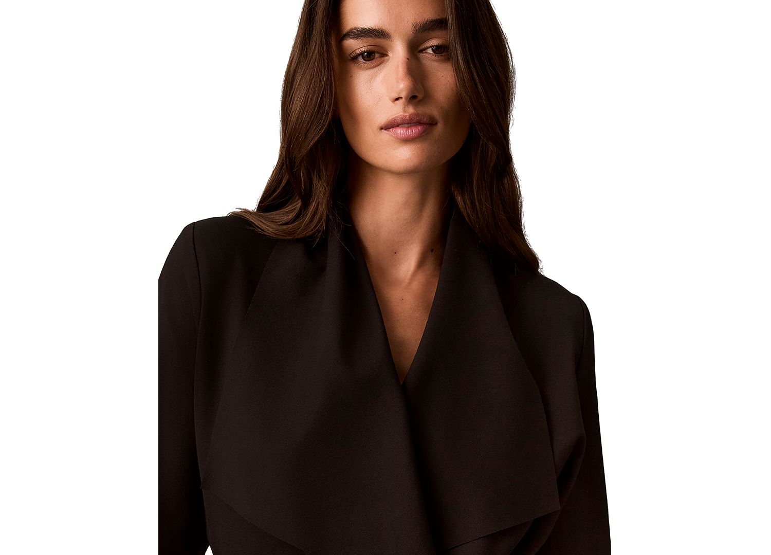 petite Collared Neck Belted Jacket