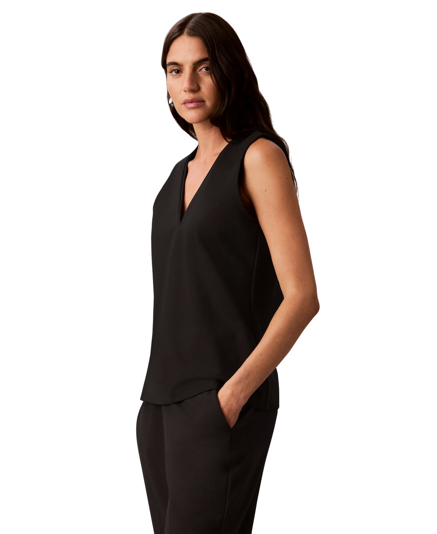 Petite V-Neck Banded Shell Top