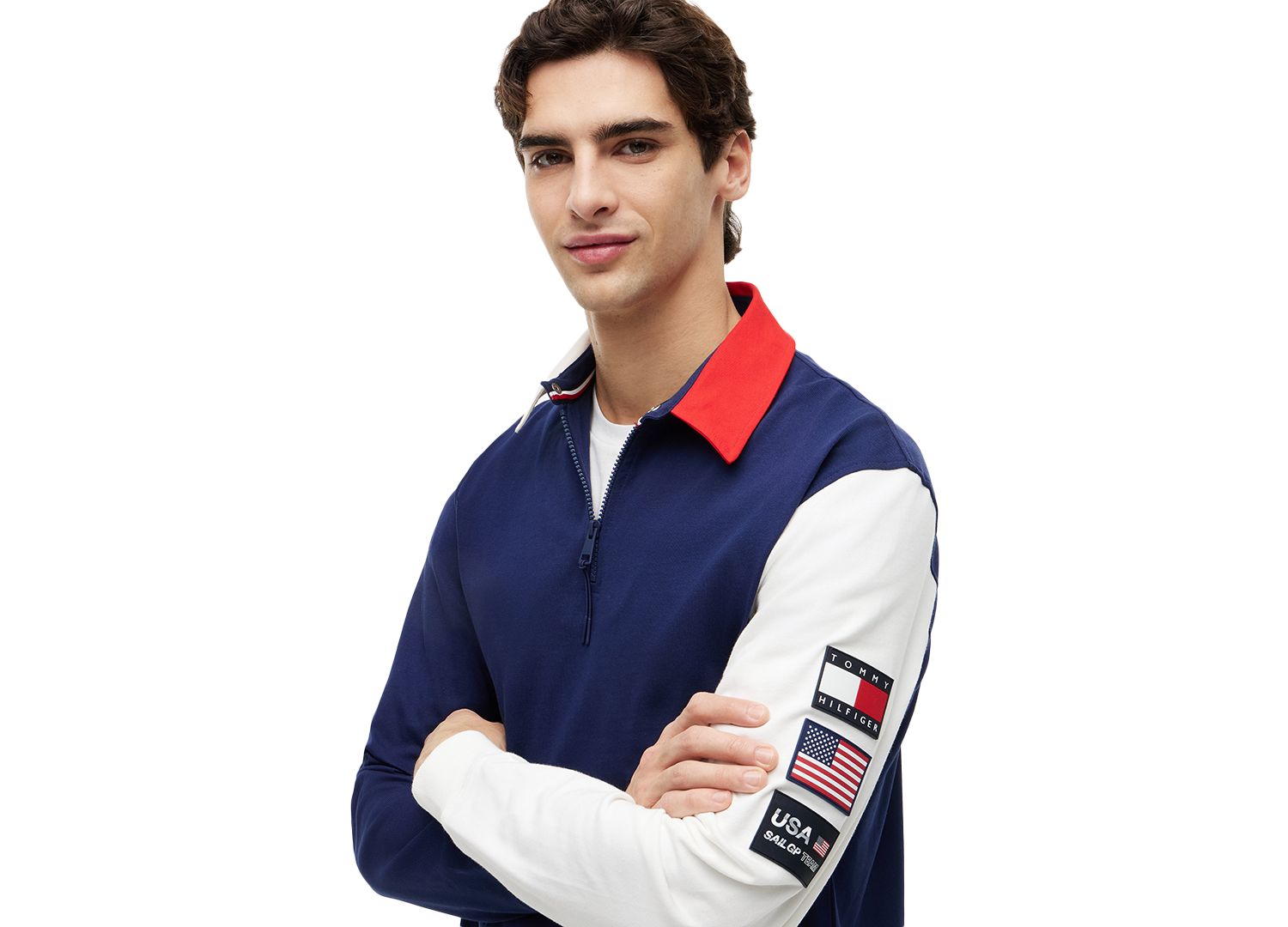 x U.S. SailGP Men's Color-Block Regular-Fit Rugby Shirt