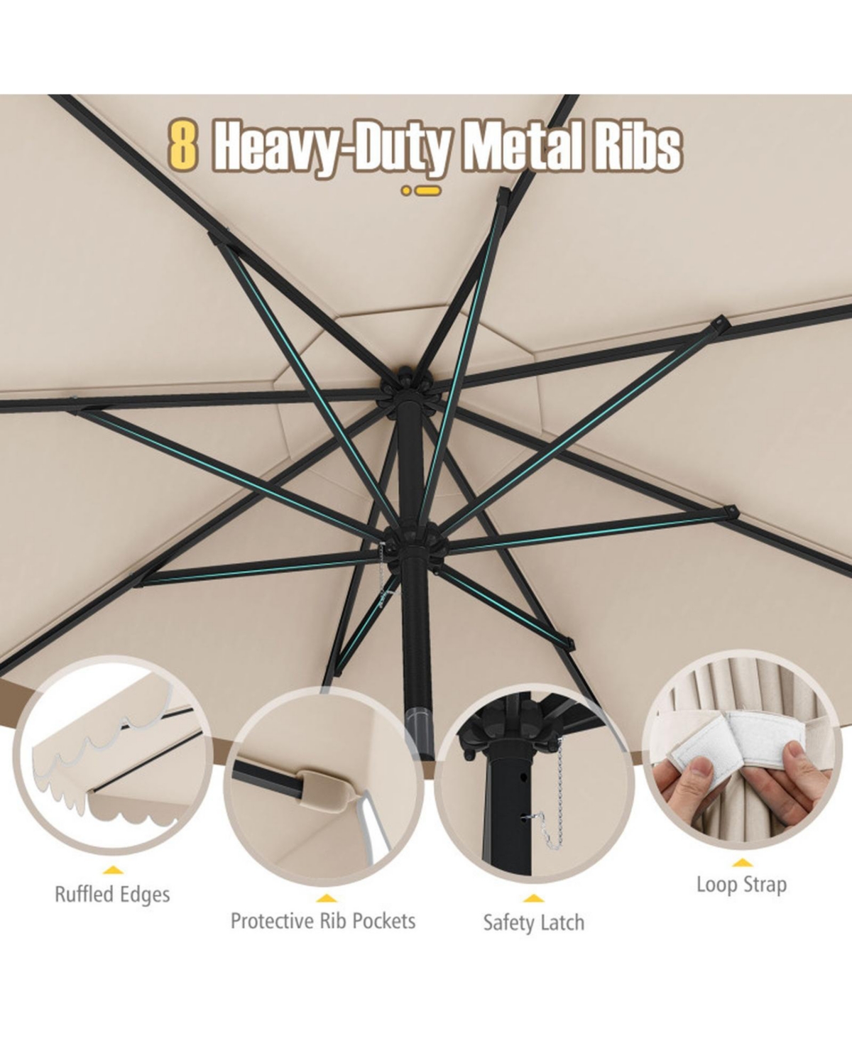 Sugift 10 Feet Patio Umbrella Outdoor Market Umbrella with Crank Tilt Adjustment