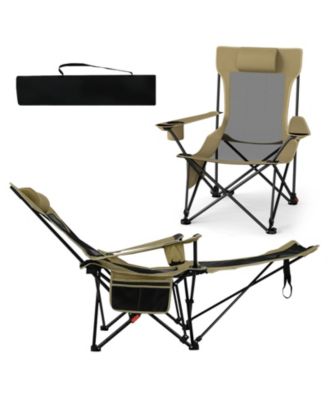 Reclining Camping Chair with Removable Footrest and Adjustable Backrest