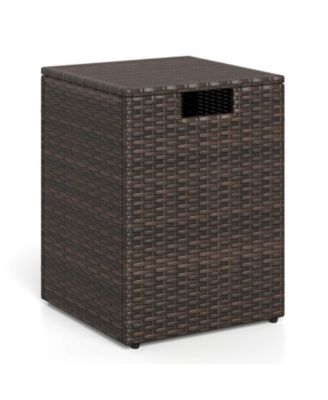 Rattan Propane Tank Cover and Patio Side Table 20 Lb Tank Storage 80 Lb Top
