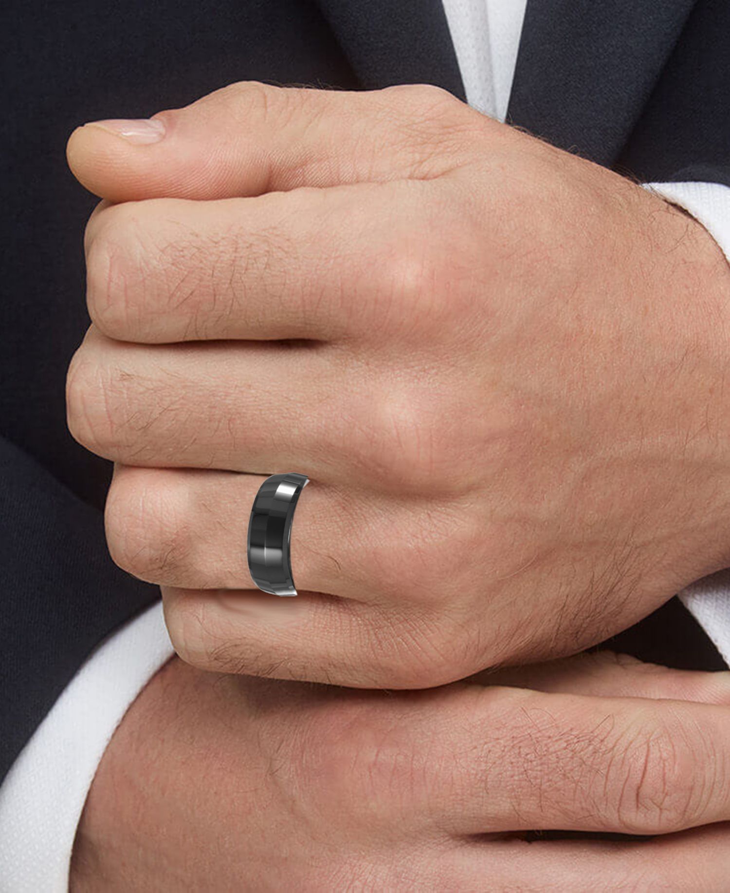 Men's Black Ceramic 8mm Ring