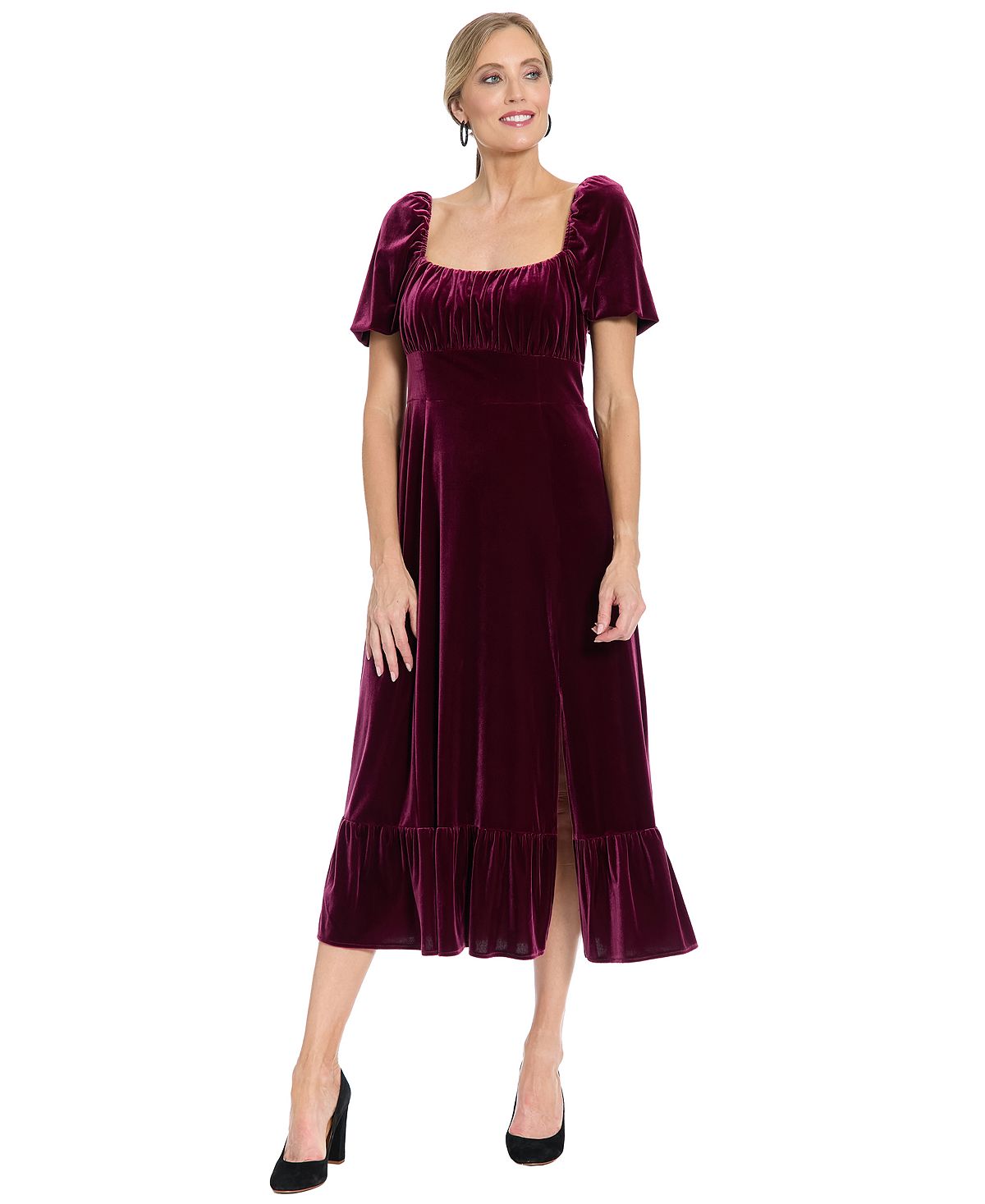 London Times Petite Square Neck Midi Dress view 2 — MAYCSS fashion products