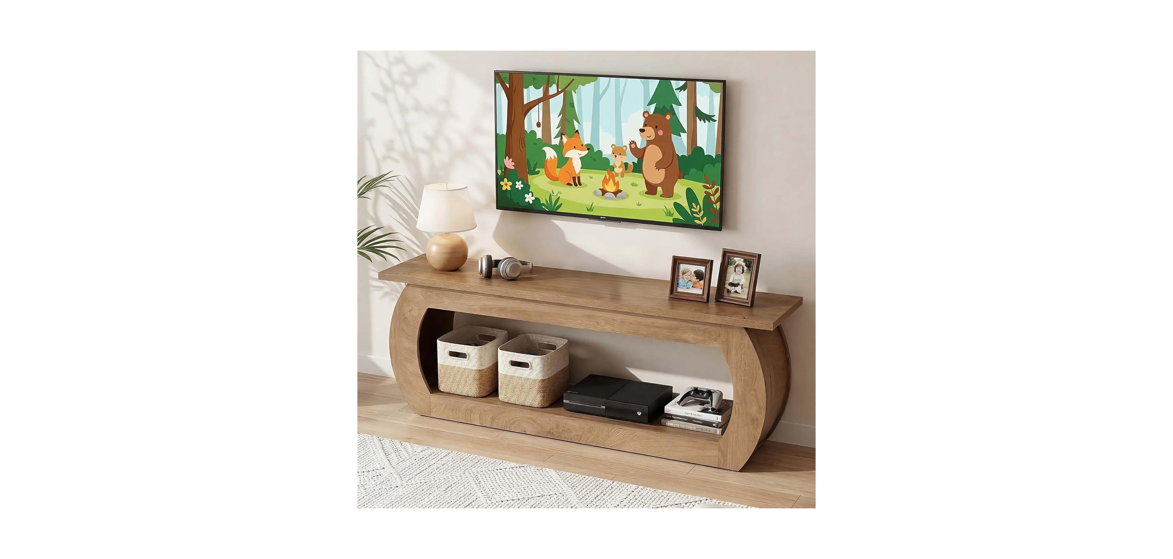Tribesigns Tv Stand for 65 Inches, Wooden Entertainment Center with Storage
