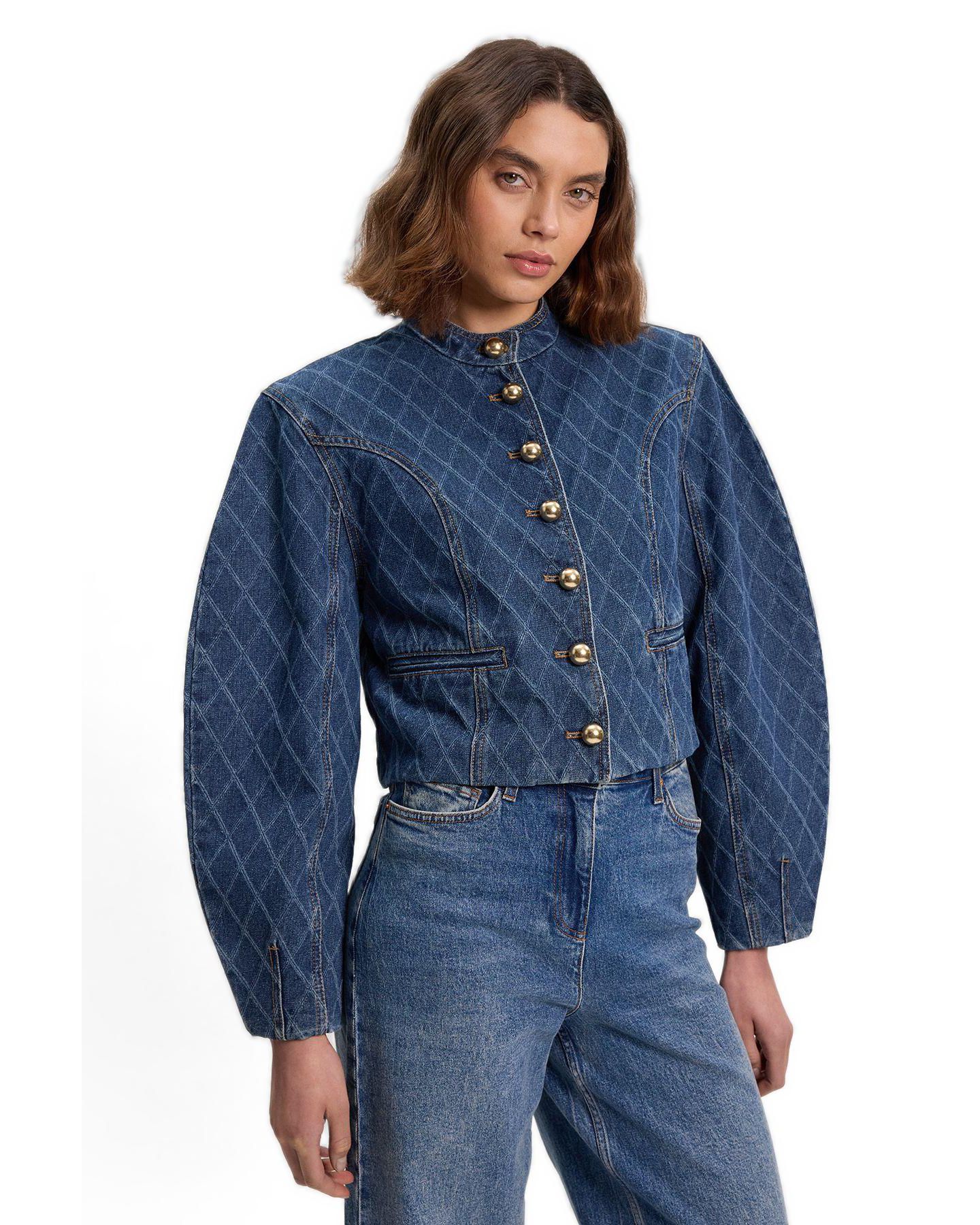 Женская куртка Karen Millen Denim Balloon, цвет: Синий — фото 1