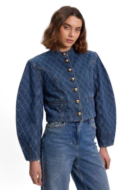 Женская куртка Karen Millen Denim Balloon, цвет: Синий