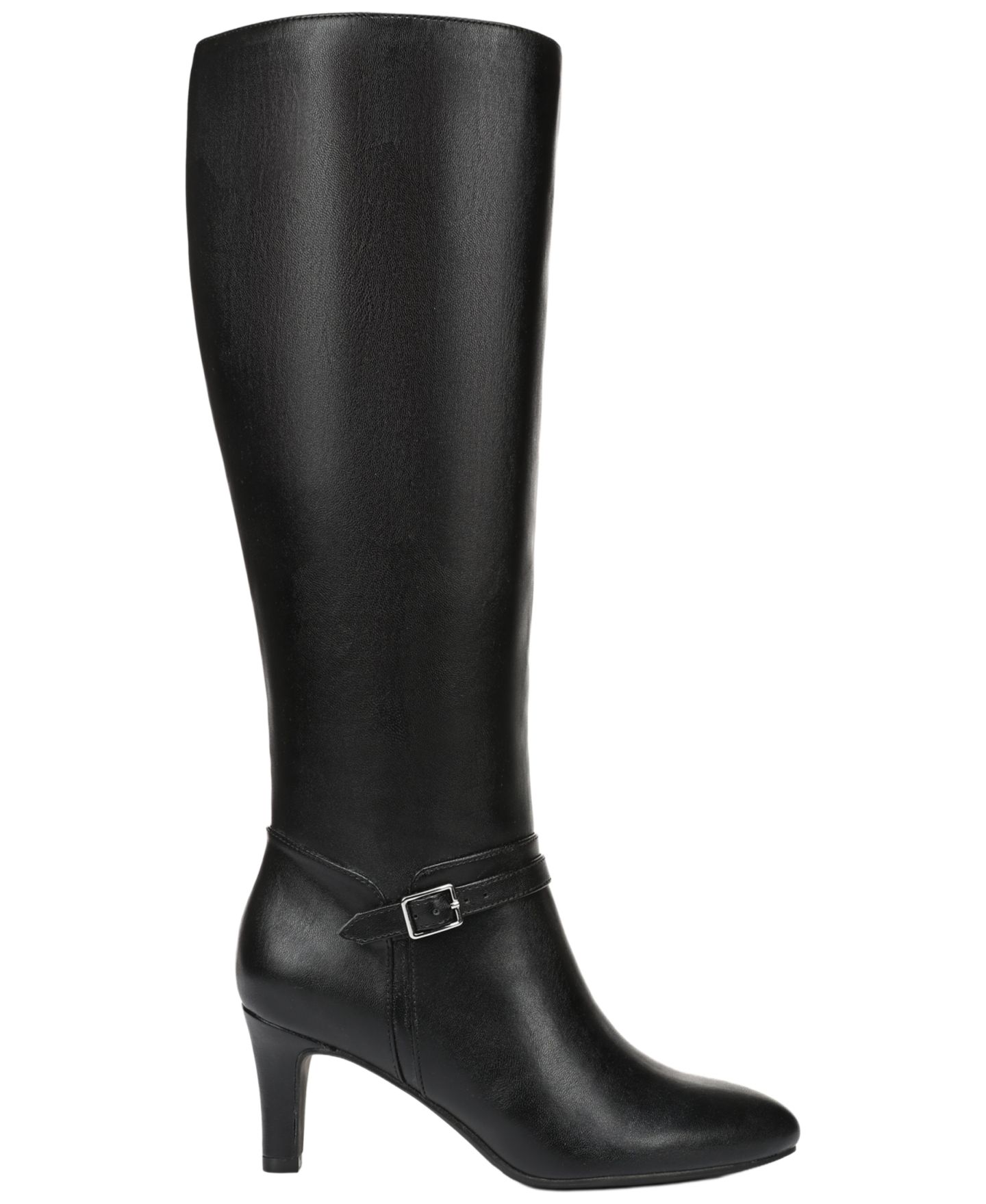 Женские ботинки LifeStride Glenore Zip Wide Calf Tall Almond Toe, цвет: Чёрная искусственная кожа — фото 2