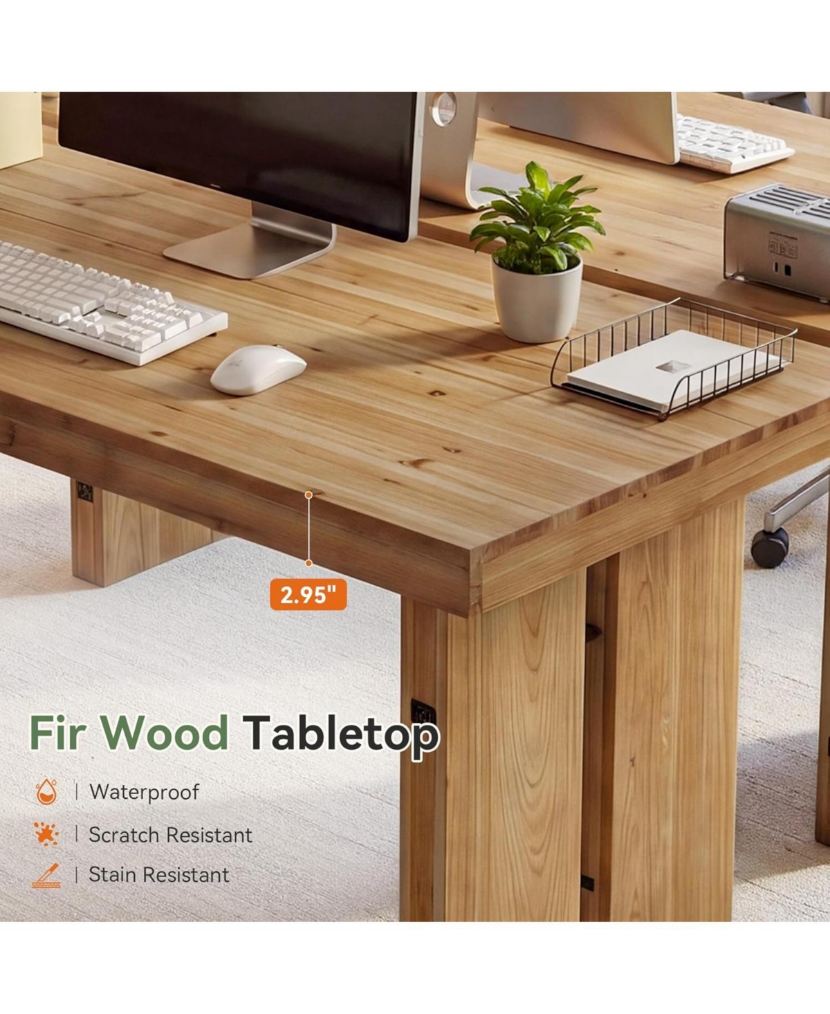 Tribesigns Executive Desk, Solid Wood Computer Desk with Large Tabletop, Farmhouse Writing Conference Table Workstation for Home Office