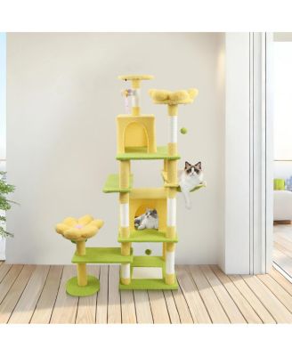 Streamdale 71'' Flower Cat Tree with Large Condo Removable Cushion and Hammock