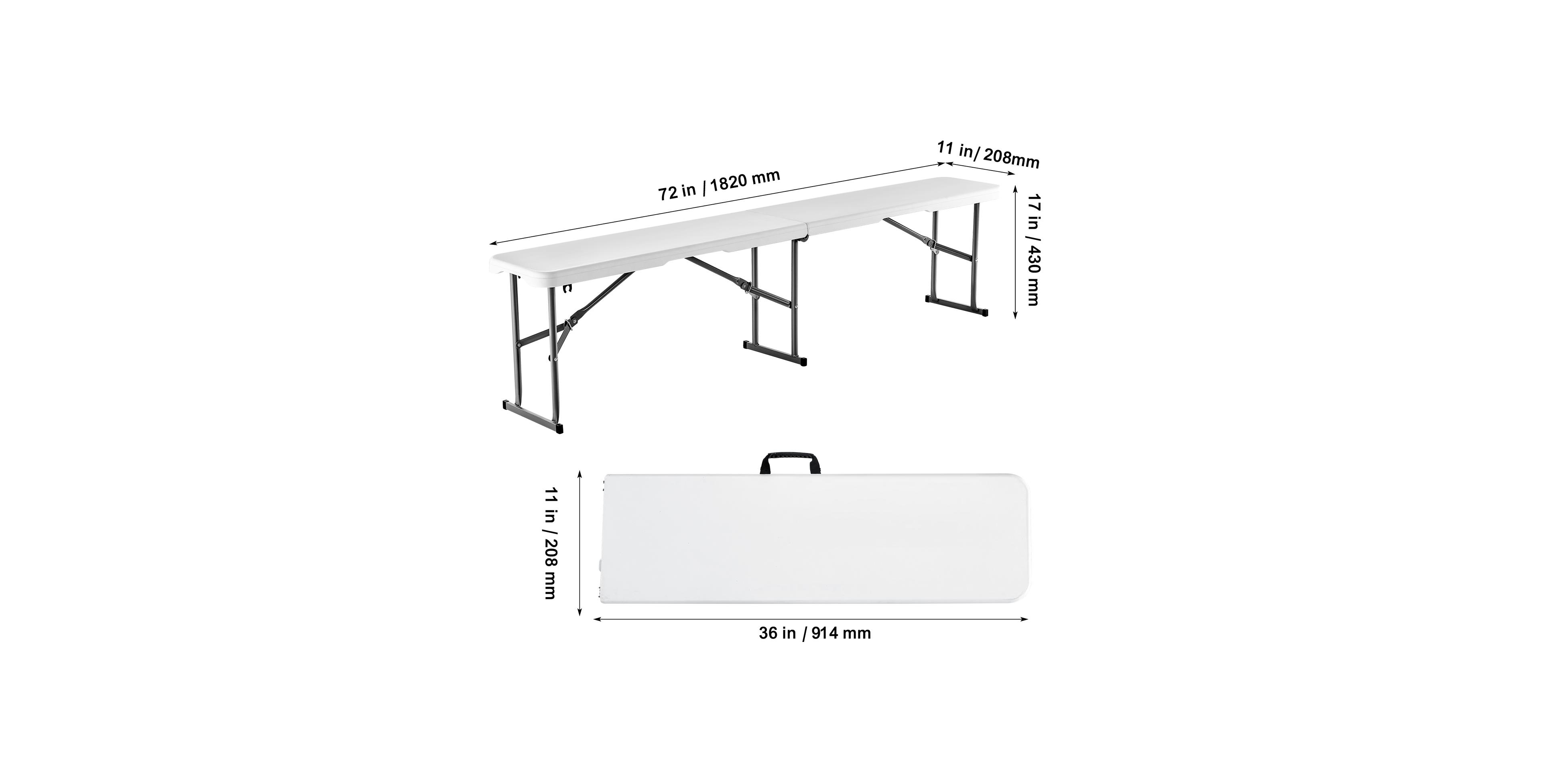 Vevor Plastic Folding Bench 2 Pack Portable Outdoor Bench for Garden