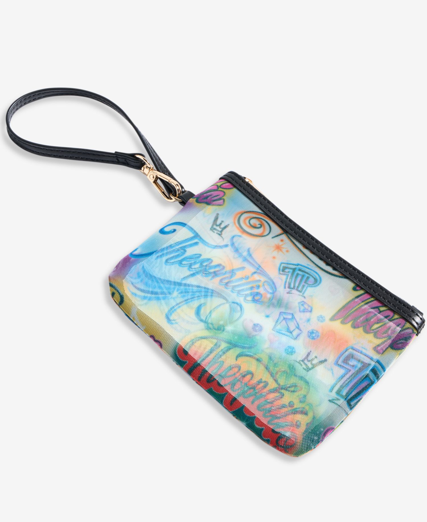 Graffiti Print Mesh Tote Bag & Removable Pouch Set