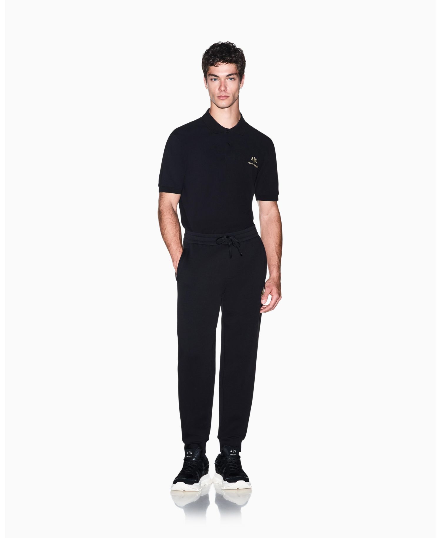 Men's Black And Gold Short Sleeves Pique Polo Shirt